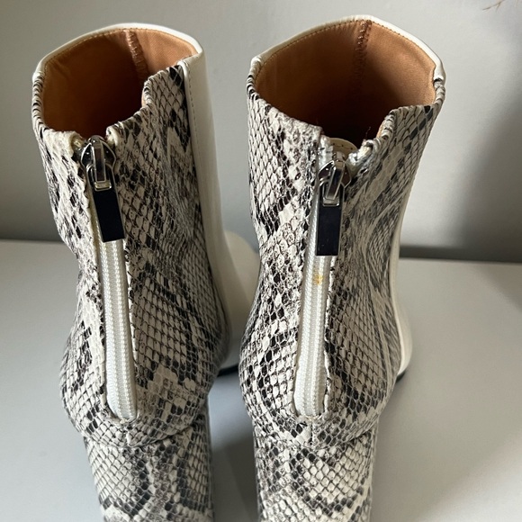 White Heeled Ankle Boots with Snakeskin Detail - Picture 5 of 6